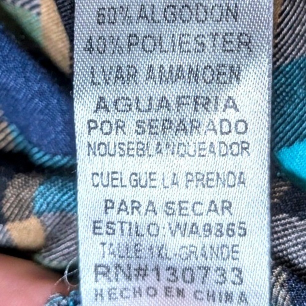 Umgee Women 1XL Tunic Shirt Teal Navy Plaid Oversized Patch High Low WA9865 - Picture 12 of 12